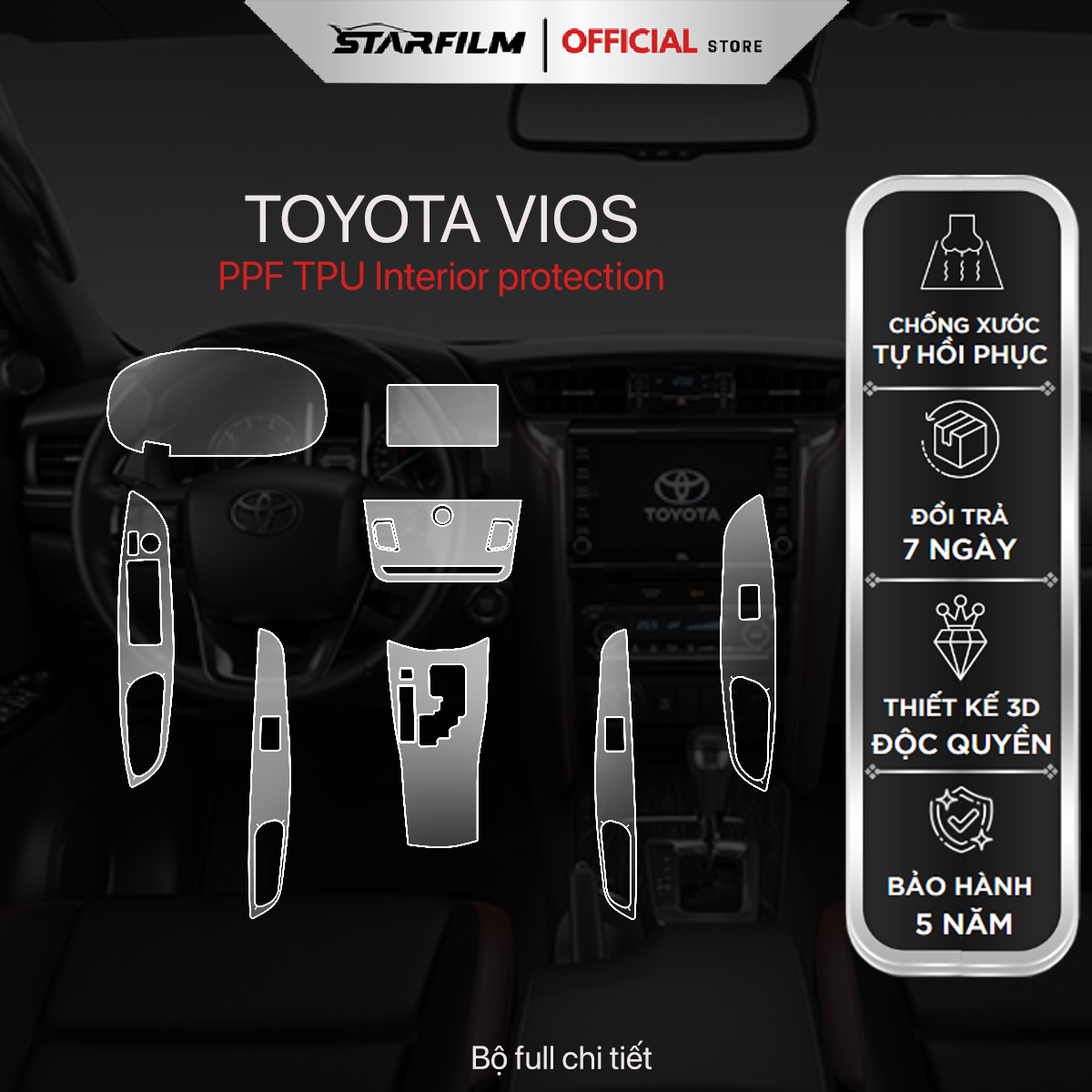 Toyota Vios PPF TPU chống xước tự hồi phục